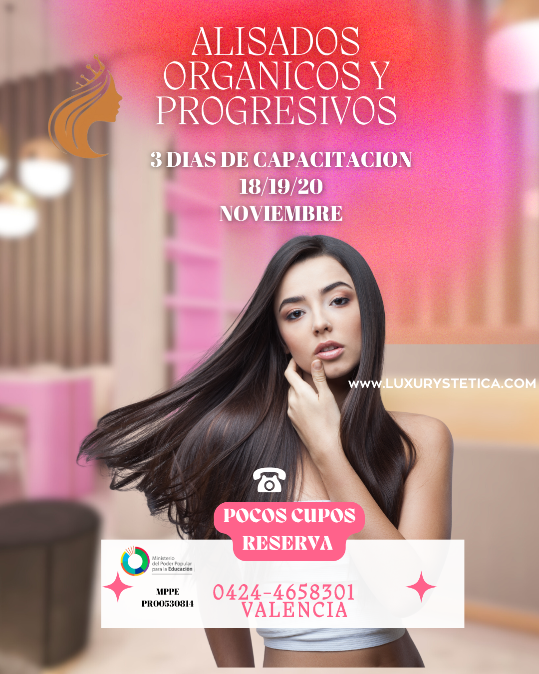 Post de instagram promocion alisado cabello moderno rosa y rojo